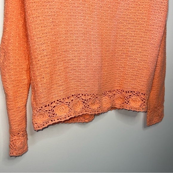 Christopher & Banks Orange Knit Button Front Cardigan with Flower Buttons Medium - Picture 2 of 9